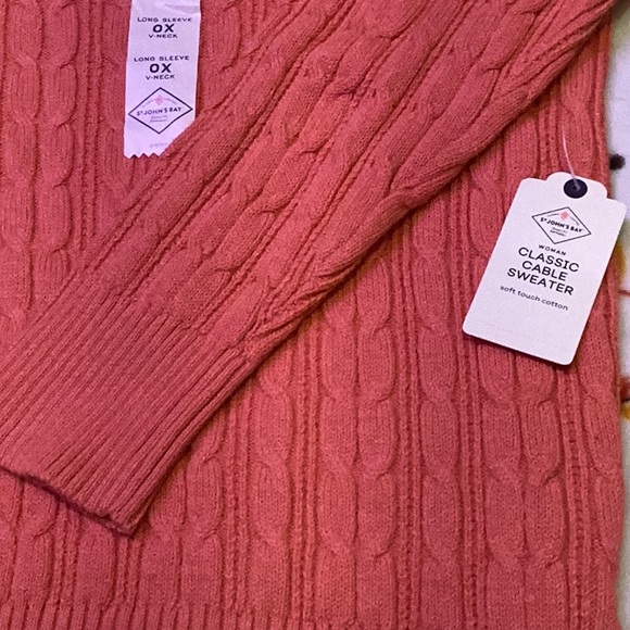 St John's Bay Australian Coral V Neck Pullover Sweater Long Sleeve Women Size 0X - Picture 4 of 11